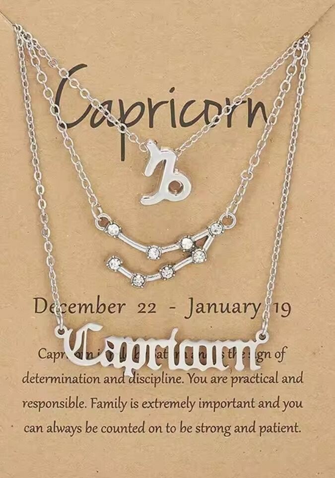 Steenbok 3 set kettingen zilverkleurig