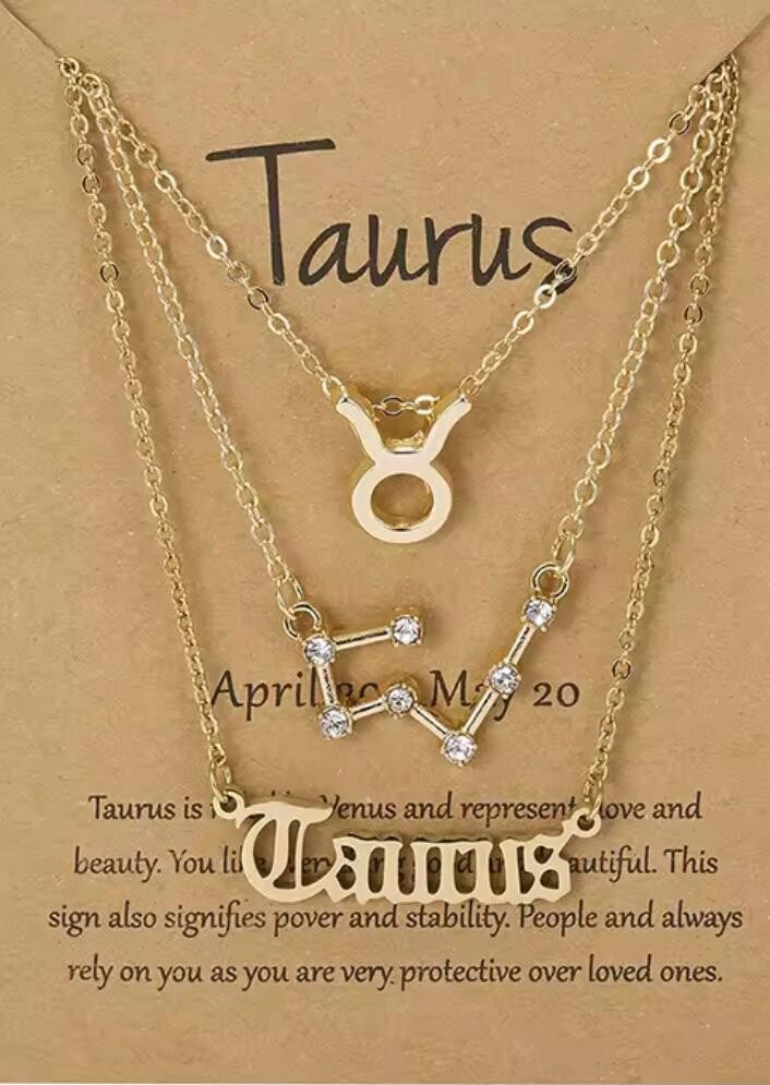 Stier 3 set kettingen goudkleurig