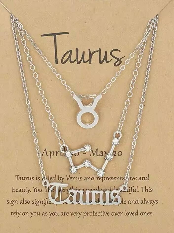 Stier 3 set kettingen zilverkleurig