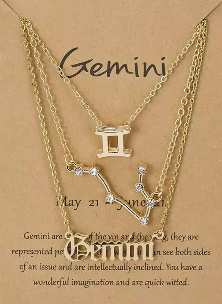 Tweelingen 3 set kettingen goudkleurig