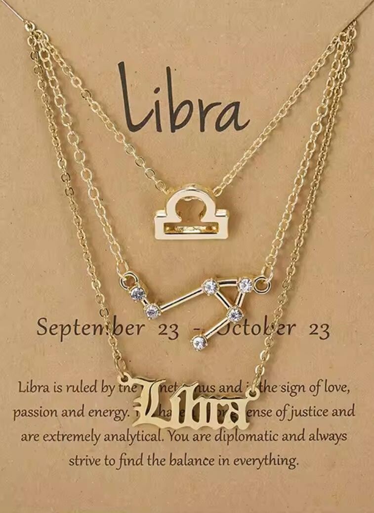 Weegschaal 3 set kettingen goudkleurig