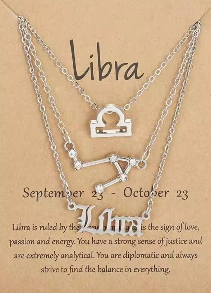 Weegschaal 3 set kettingen zilverkleurig