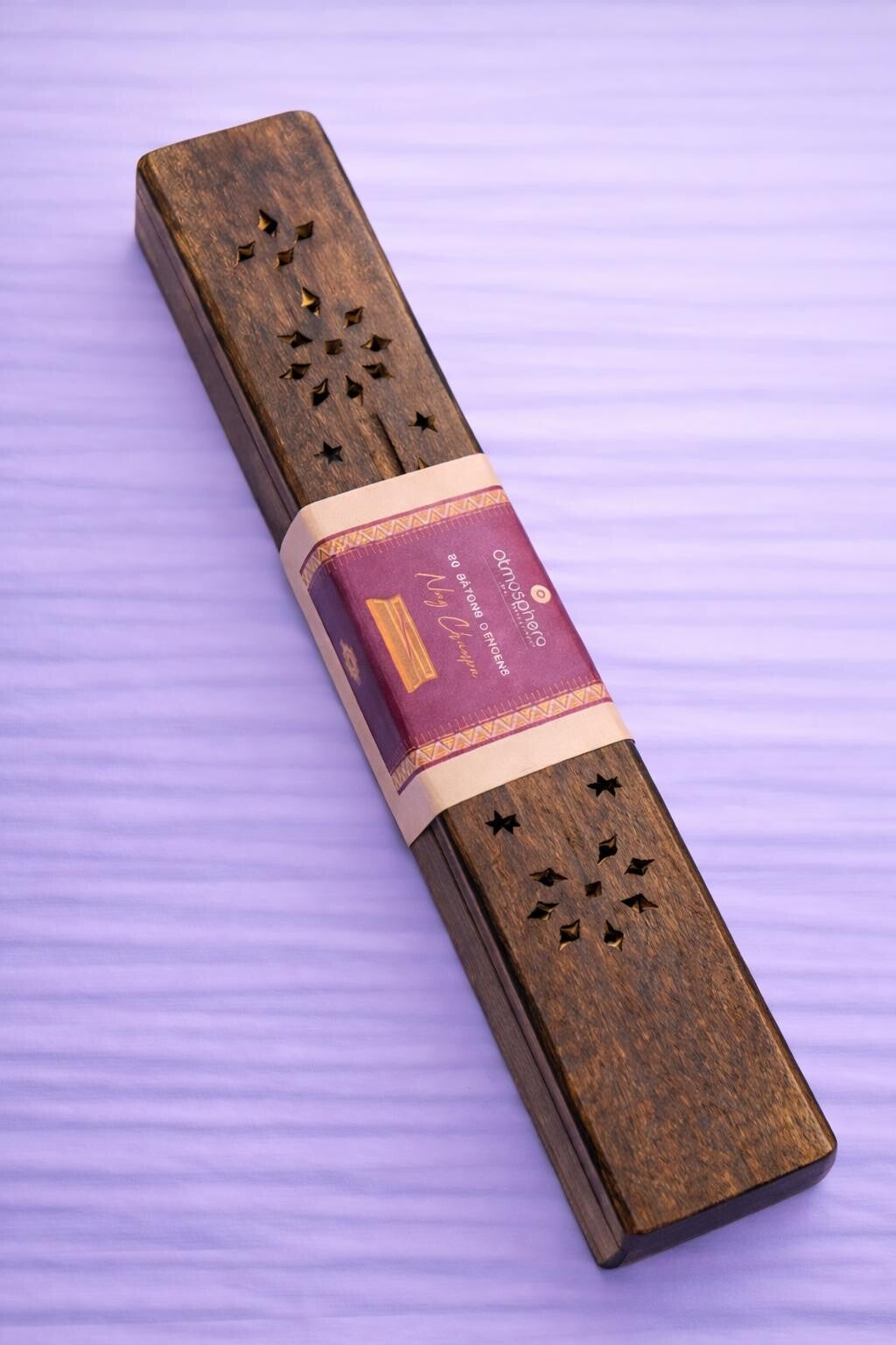 Wierook set 20 stuks Nag Champa stokjes + houten wierookhouder doos