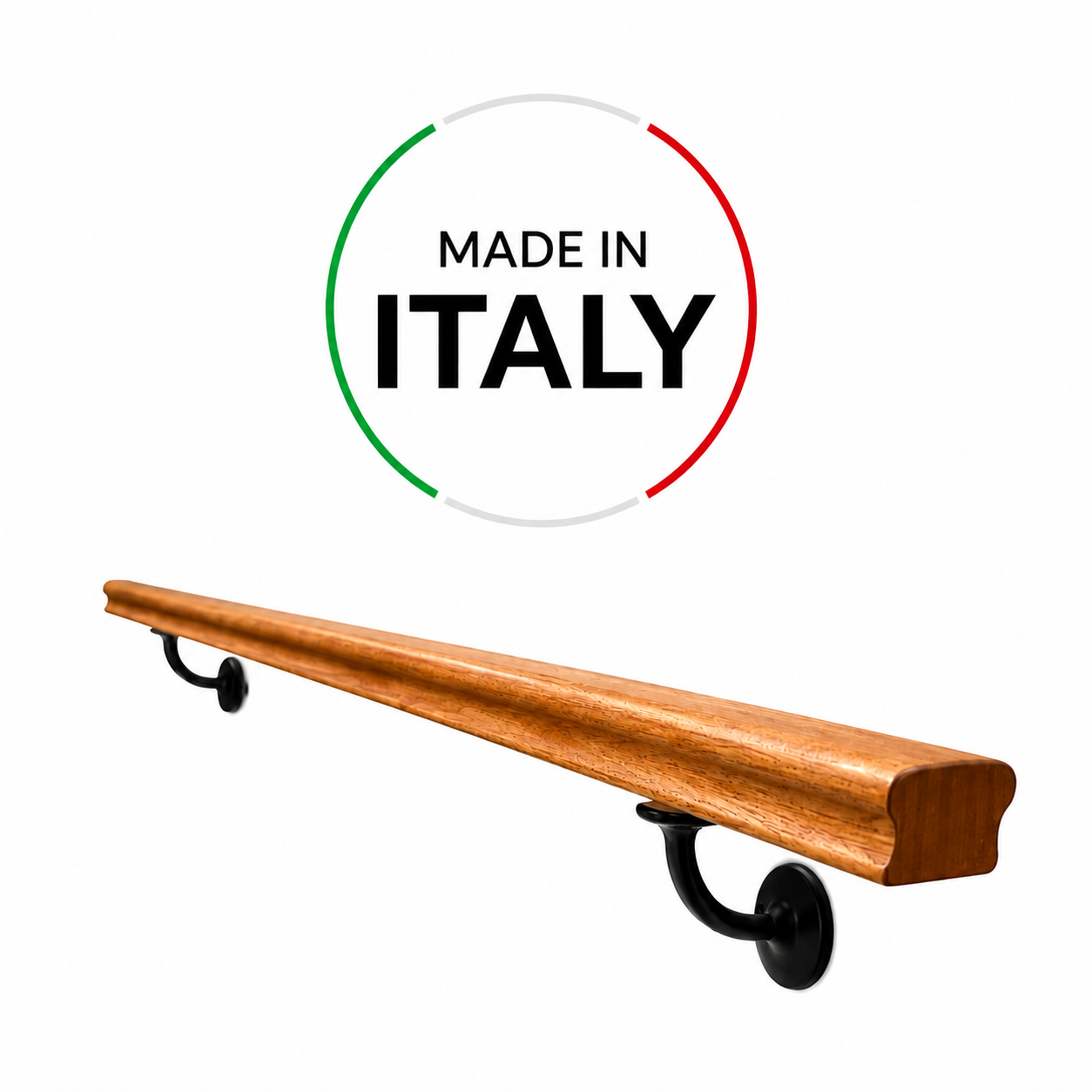Corrimano in legno massello da 50 cm a 400 cm modello British Castagno