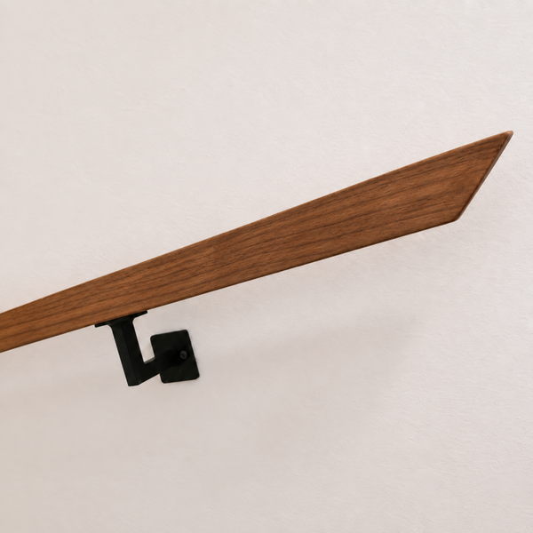 Corrimano in legno massello da 50 cm a 400 cm modello 40x40 Noce / Corrimano a Parete su misura