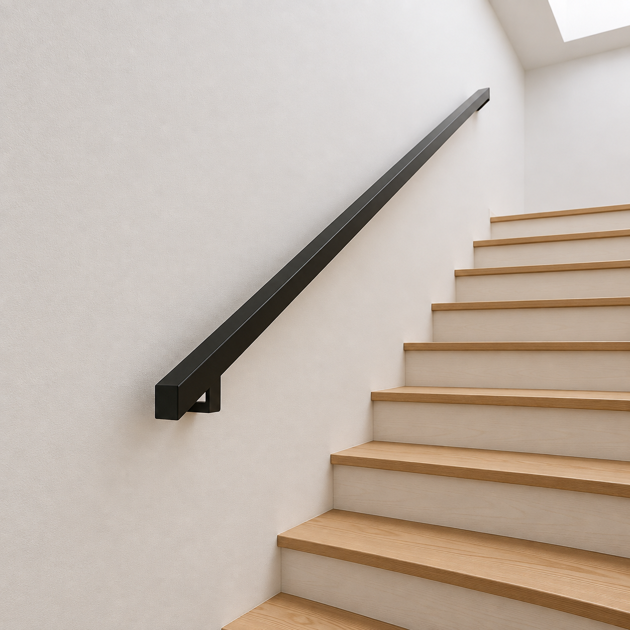 Corrimano in Ferro Mod. Italia – Sezione 40x40 mm – Disponibile da 50 a 400 cm – Nero Opaco – Supporti e Tasselli Inclusi – Per Scale Interne ed Esterne – Montaggio Fai da Te