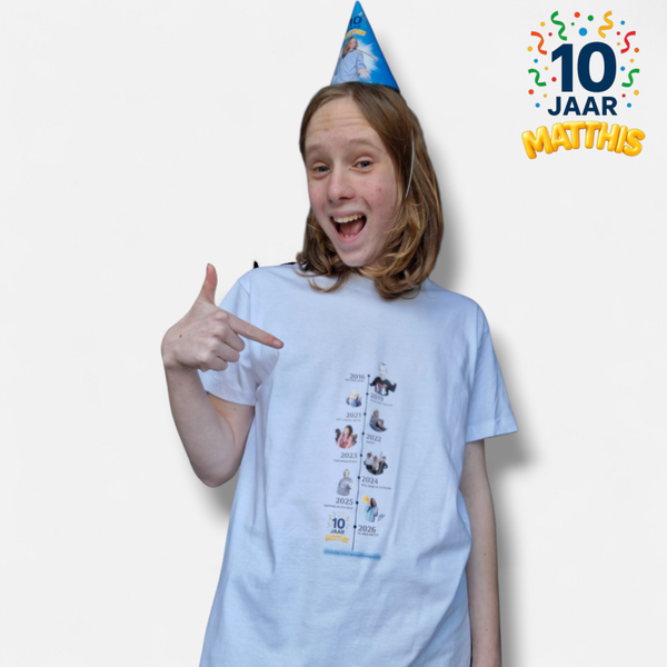 10 Jaar Matthis Tijdlijn t-shirt (PRE-ORDER)