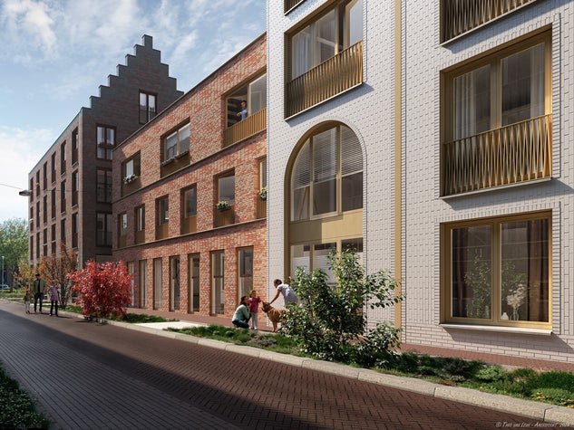 Een impressie van woningen in de nieuwe wijk Pelmolenpad. (c) BPD