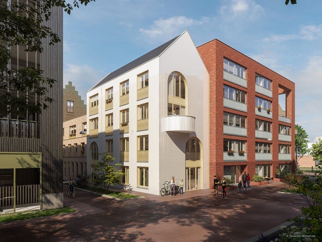 Een impressie van woningen in de nieuwe wijk Pelmolenpad. (c) BPD