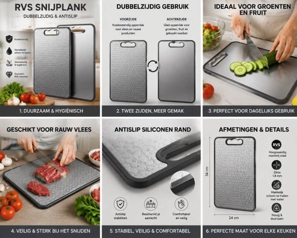 Double Sided Stainless Steel Cutting Board