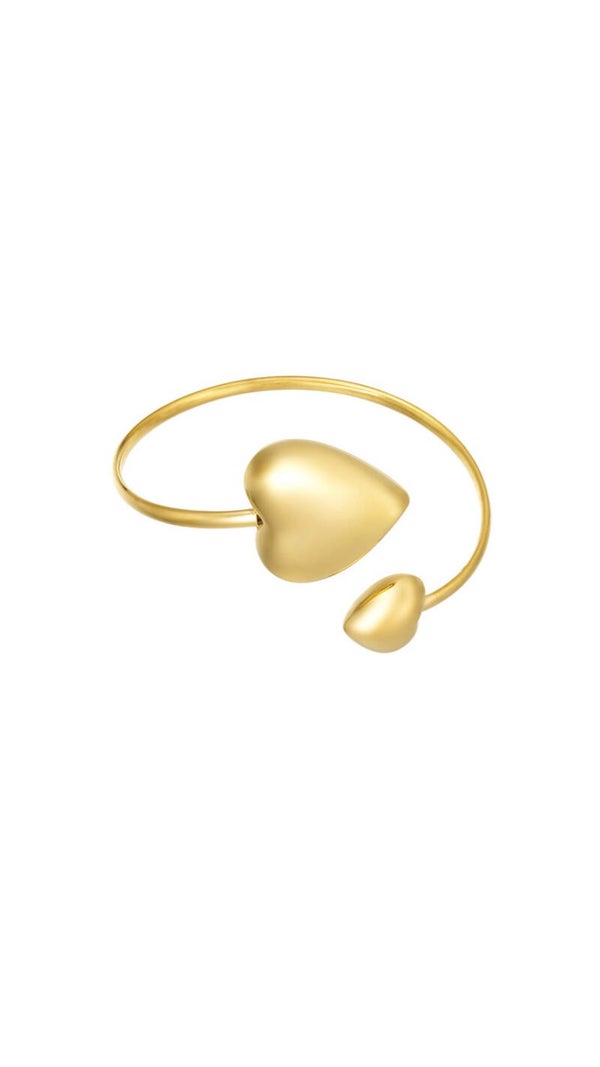Dual heart bangle goud