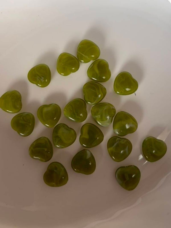 20 hartjes kralen groen