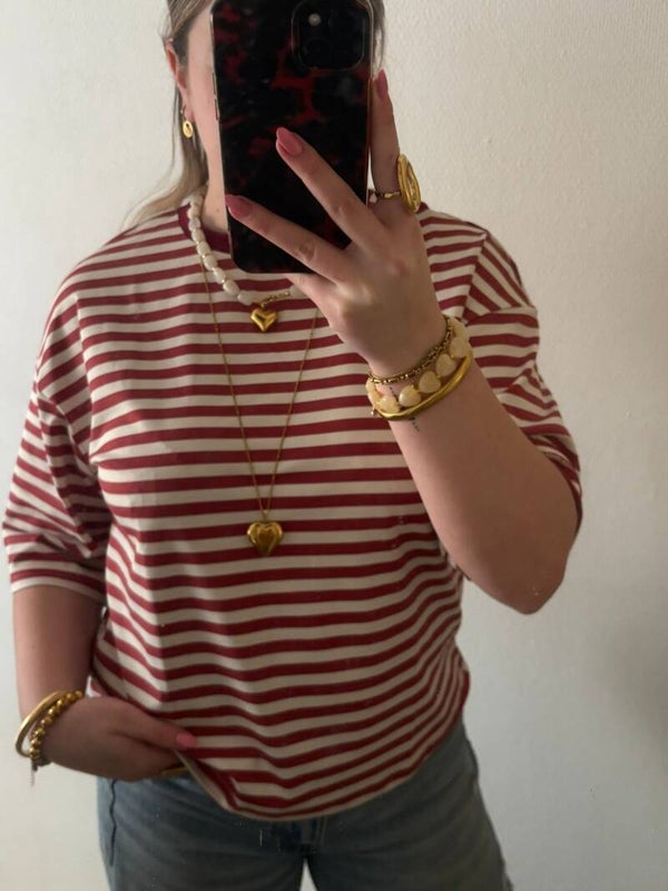 Nora t shirt roze/ wit