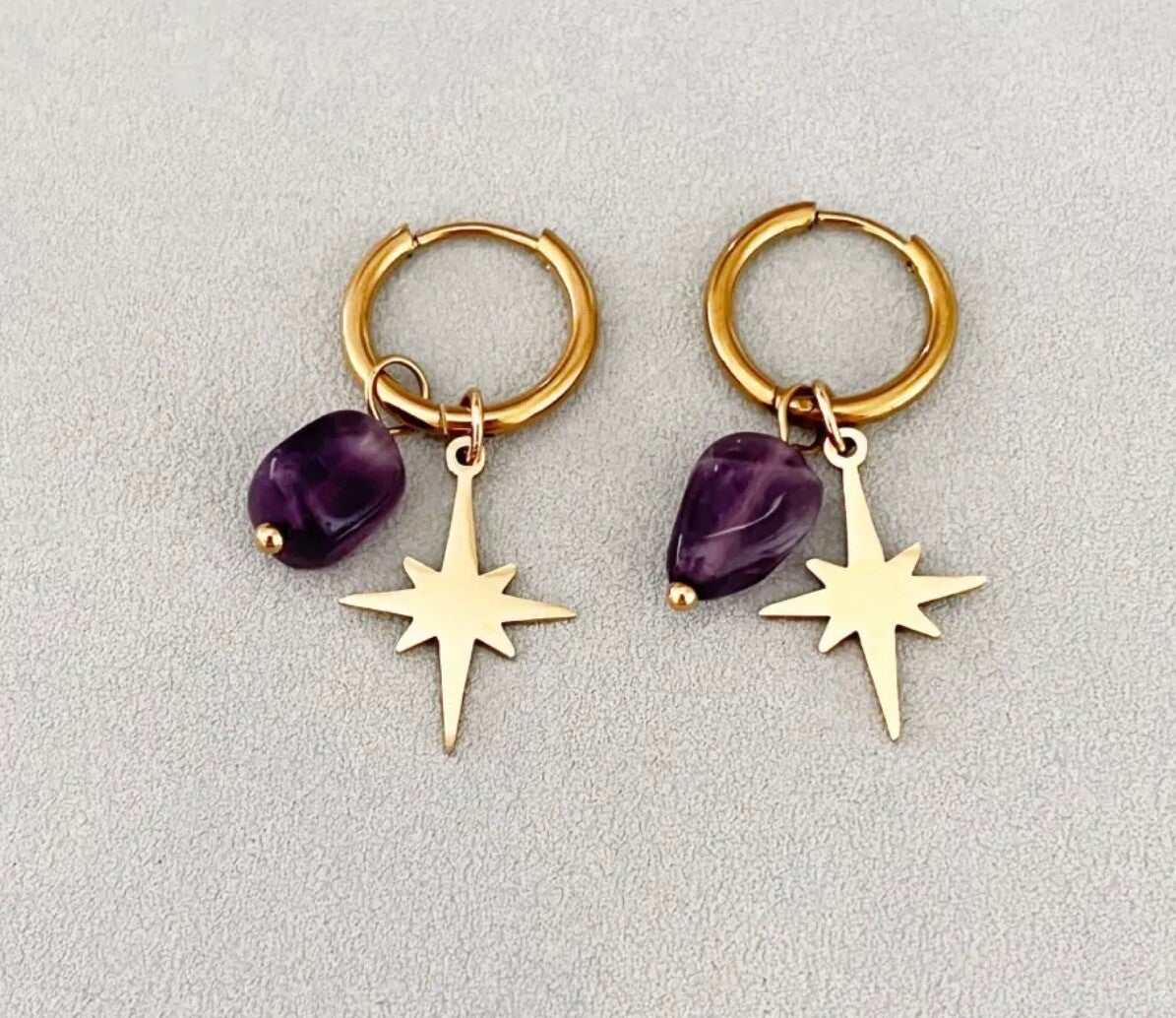 Purple star oorbellen