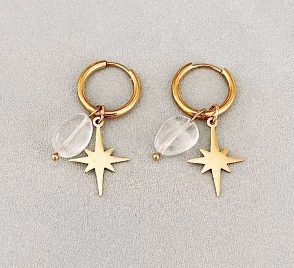 Witte star oorbellen
