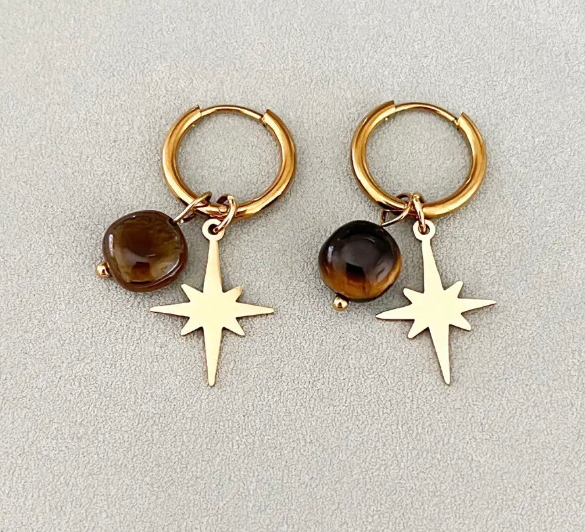 Brown star oorbellen