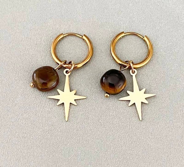 Brown star oorbellen