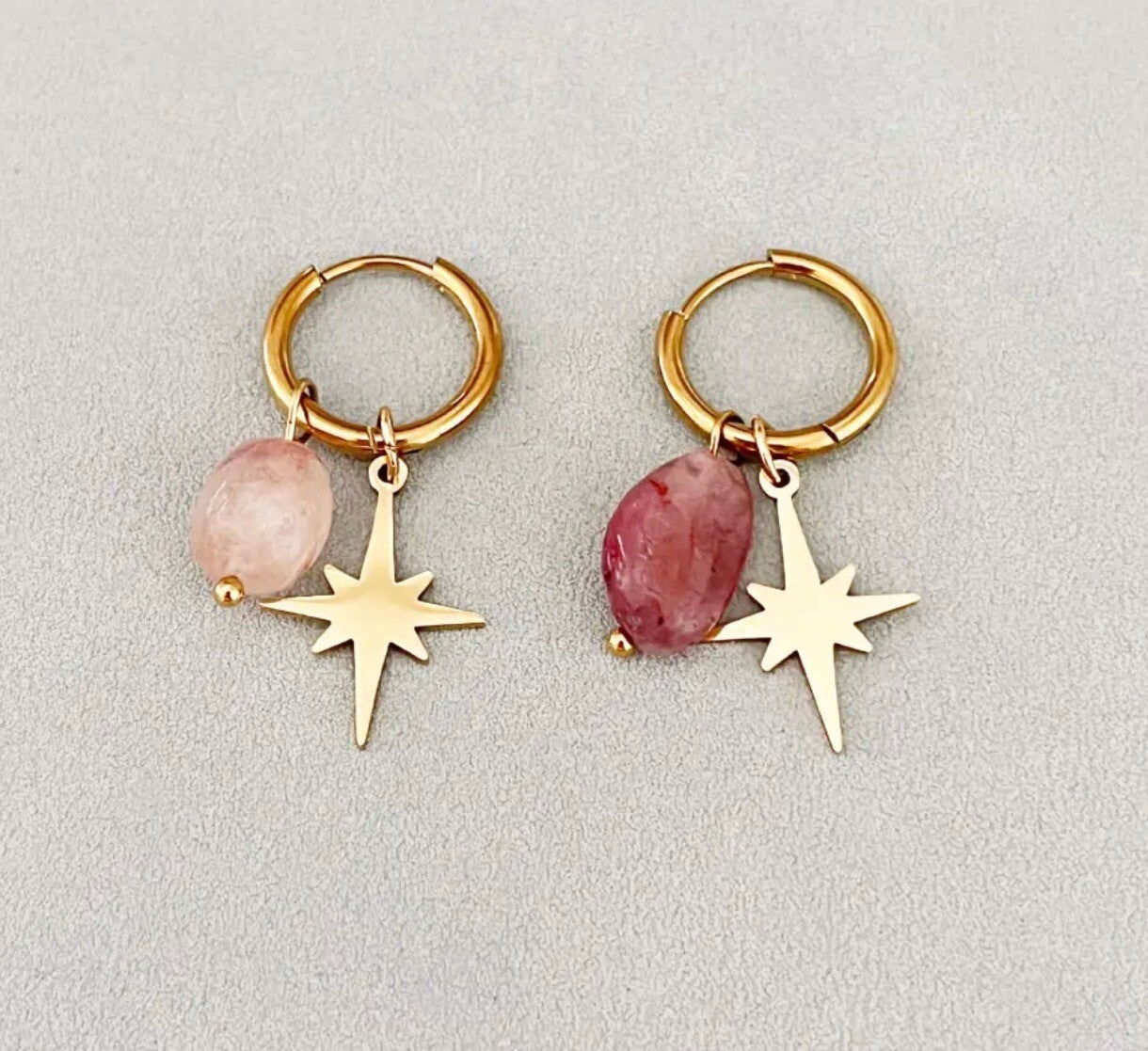 Pink star oorbellen