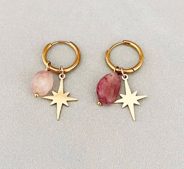 Pink star oorbellen