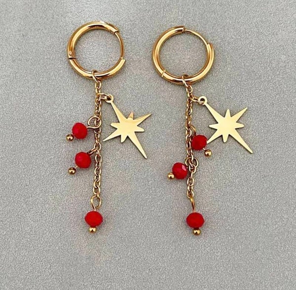 Sweet star oorbellen rood