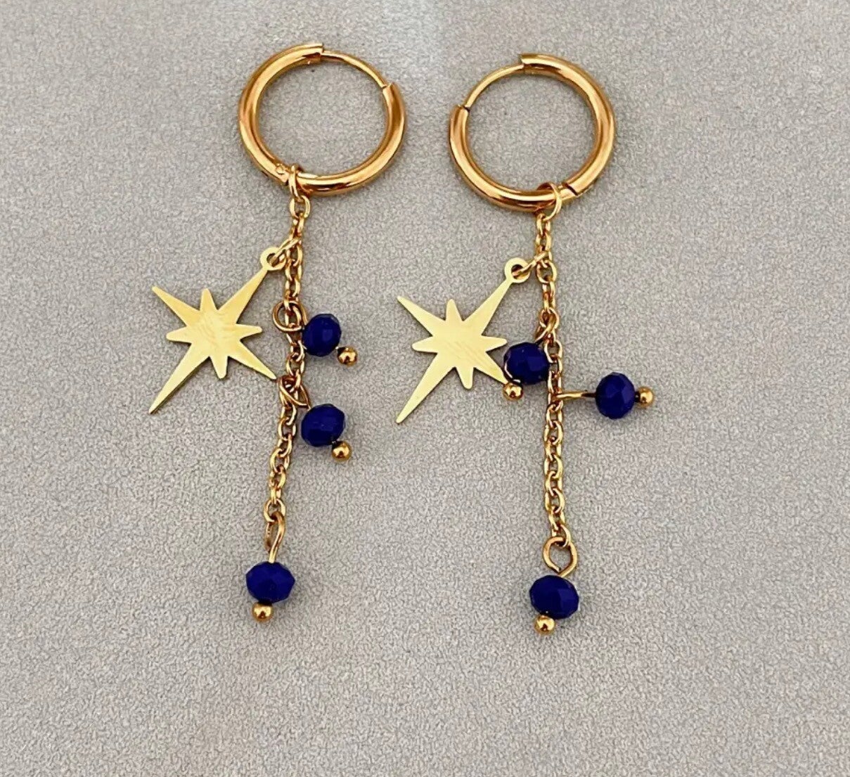 Sweet star oorbellen blauw