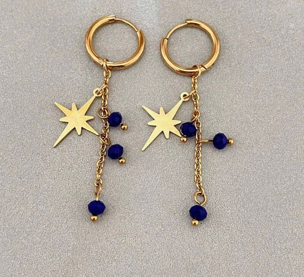 Sweet star oorbellen blauw