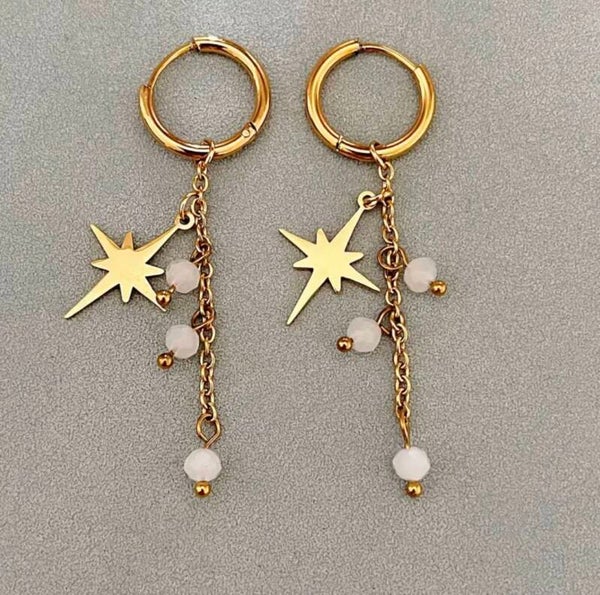 Sweet star oorbellen wit