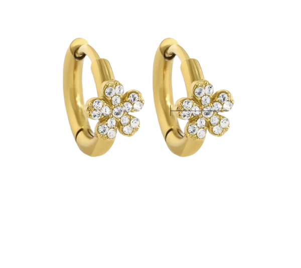 Bloem diamant oorbellen