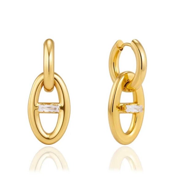 Diamant dubbel D oorbellen