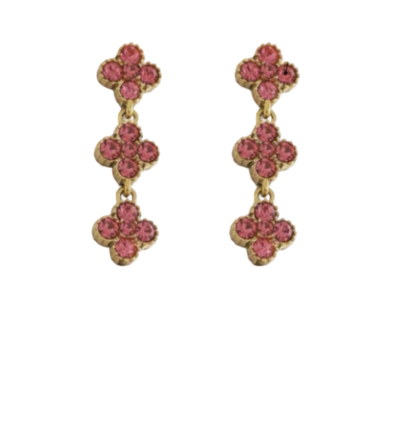 Trippel klaver oorbellen studs roze