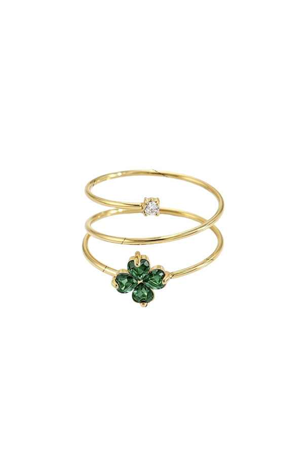 Luxe diamant klaver ring groen