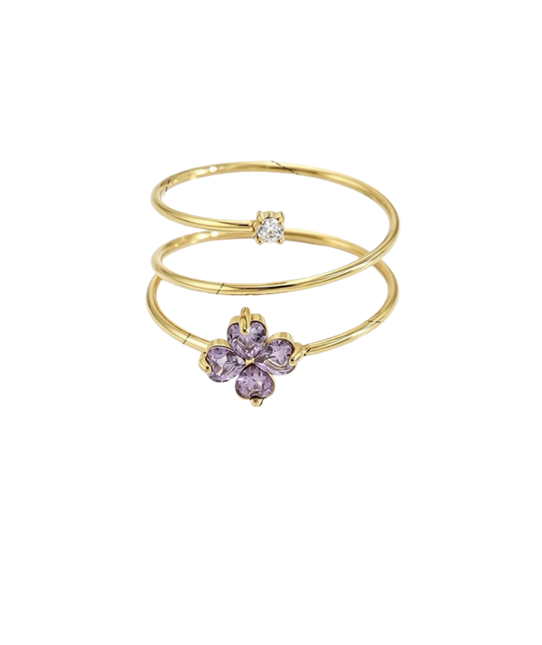Luxe diamant klaver ring roze