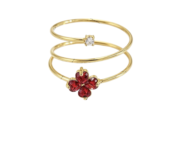 Luxe diamant klaver ring rood