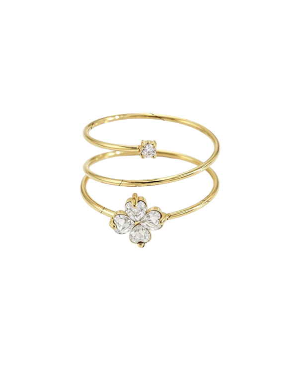 Luxe klaver diamant ring wit