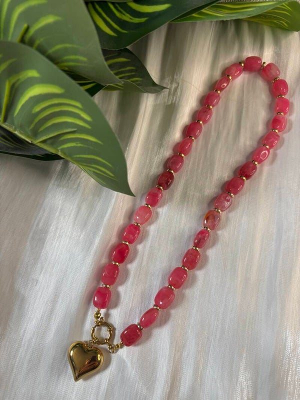 Pink love ketting