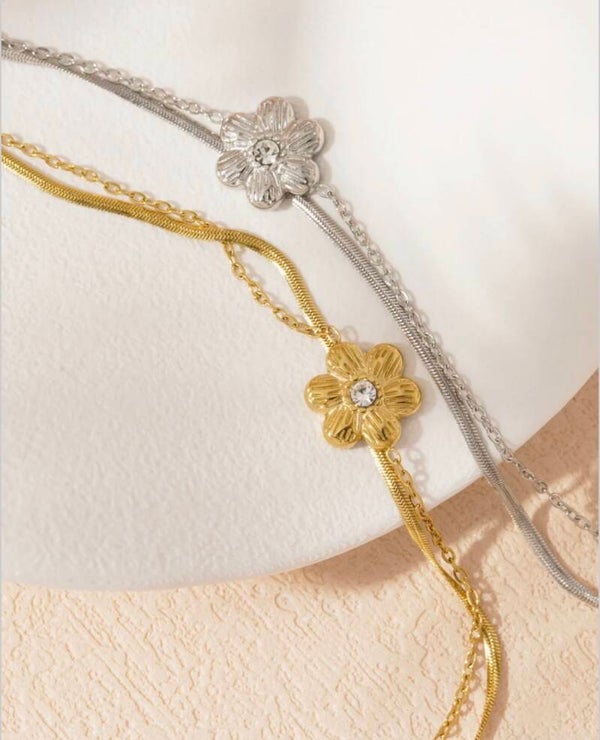 Bloem armband dubbel
