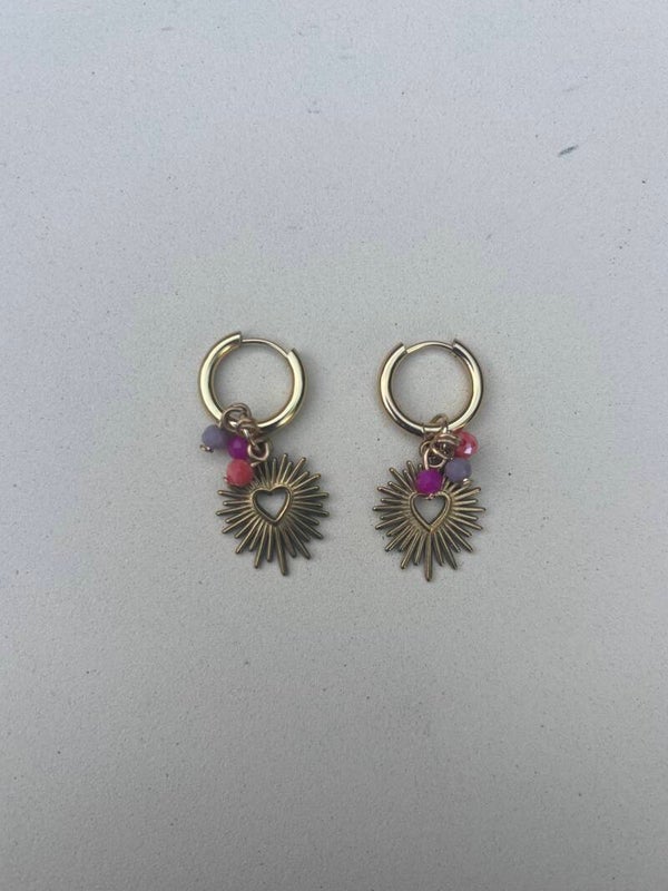 Summer oorbellen hart goud en zilver