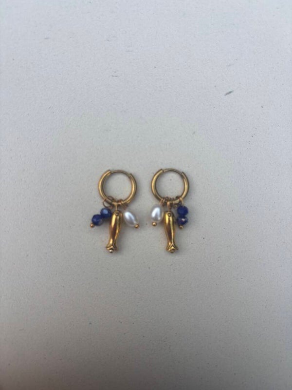 Vis oorbellen blauw