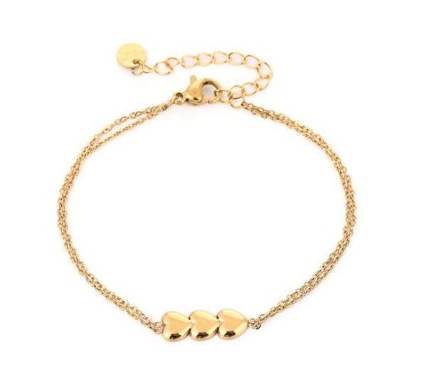 Tripple love me armband goud