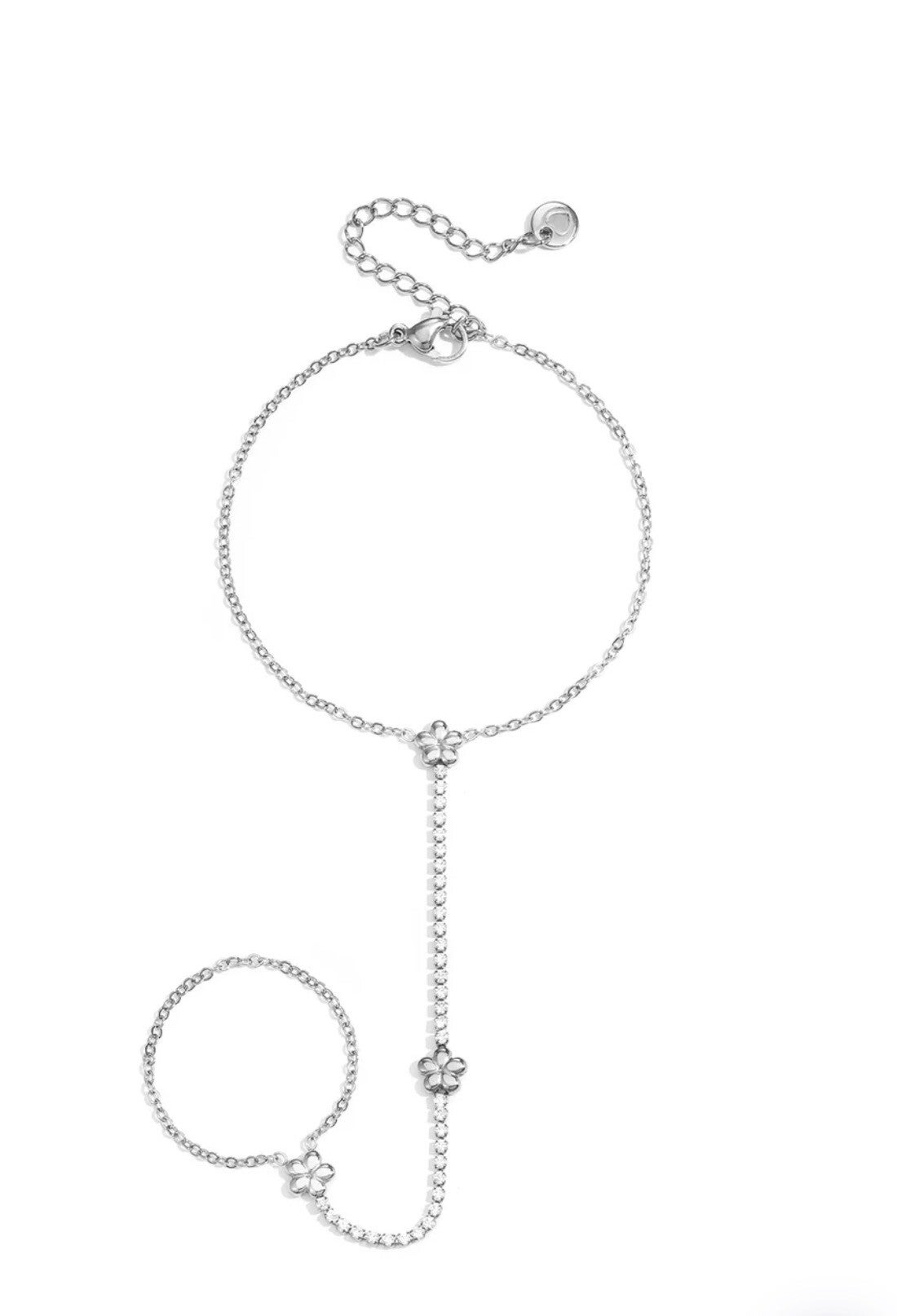 Diamant hand chain zilver
