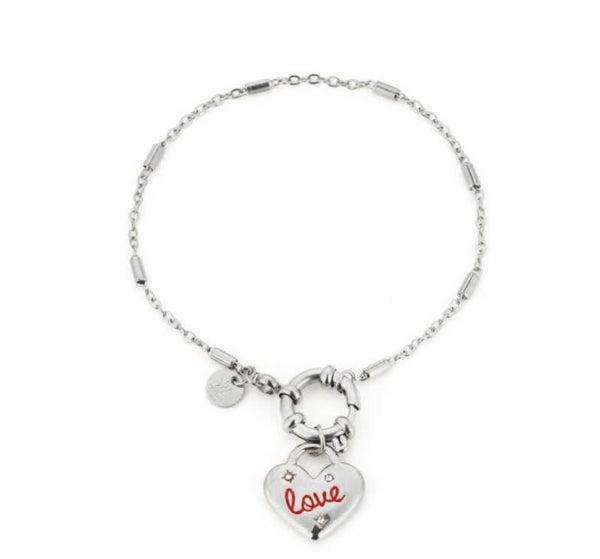 Love schakel armband zilver