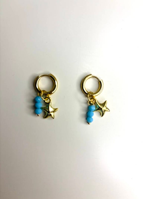Blue seastar oorbellen