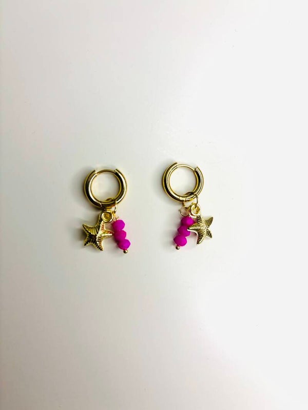 Pink seastar oorbellen