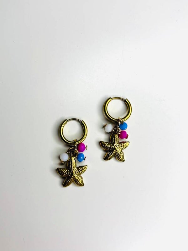 Seastar oorbellen goud