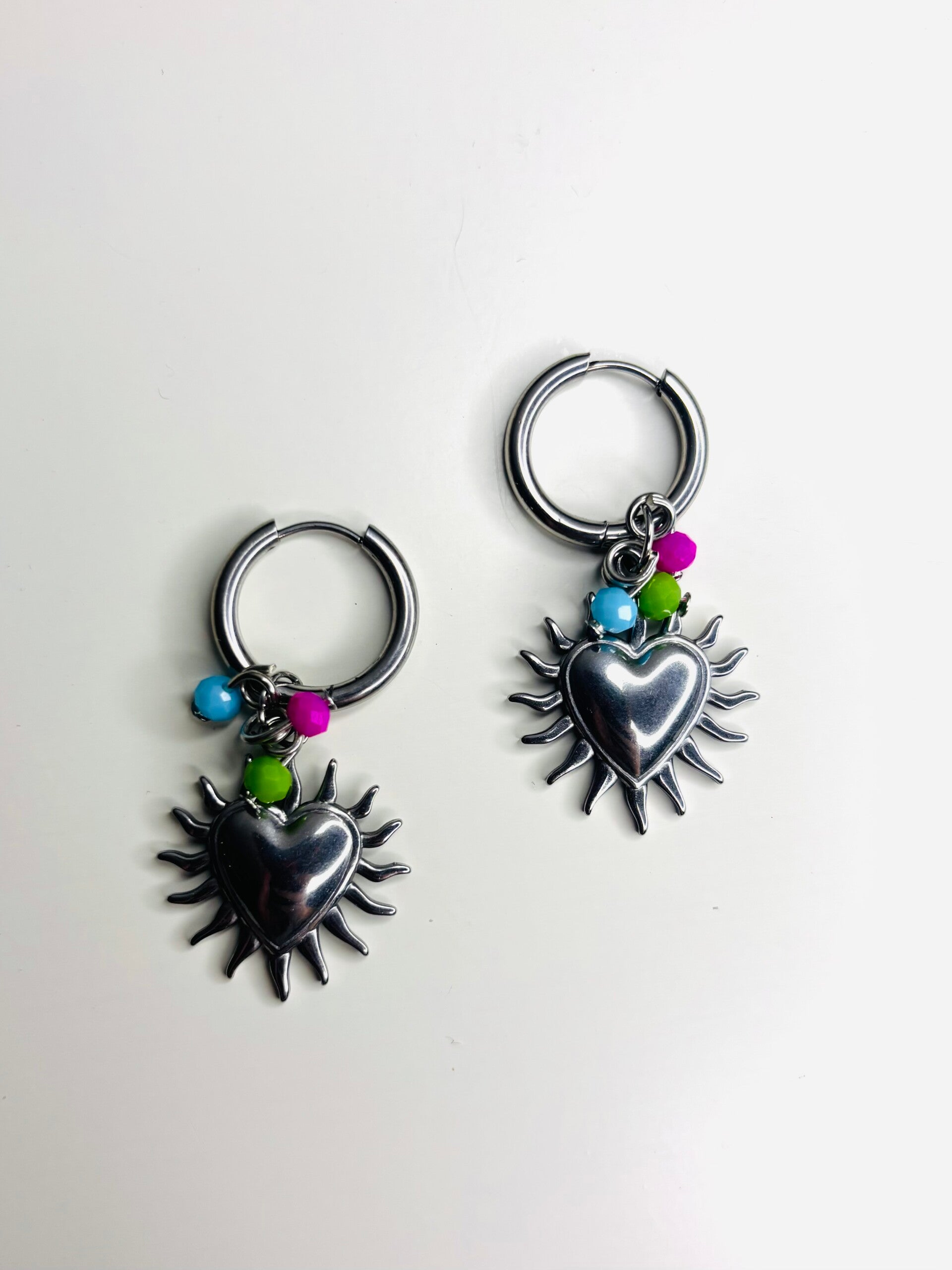 Summer Spike hart oorbellen zilver