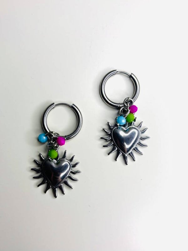 Summer Spike hart oorbellen zilver