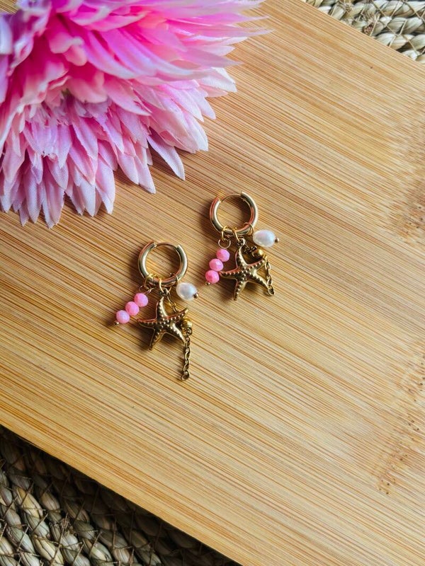 Pink luxe ster oorbellen