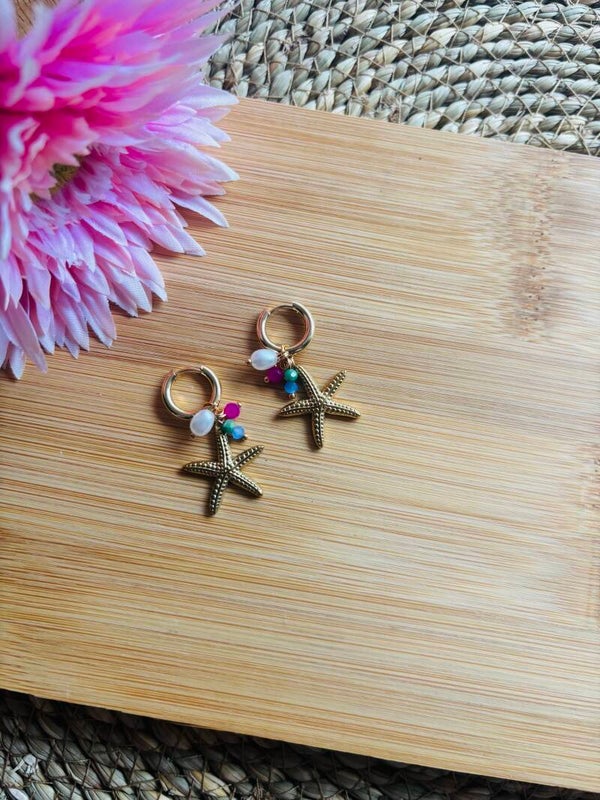 Big luxe seastar oorbellen