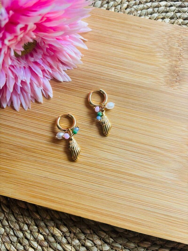 Mini schelp luxe oorbellen goud