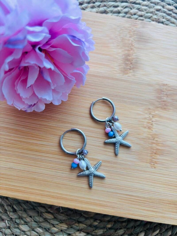 Big seastar oorbellen zilver